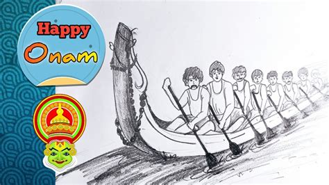 Onam Drawing Easy How To Draw Onam Festival Boat Race Watercolor | The ...