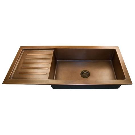 54" Copper Undermount Sink with Drain Board - Flat Rim - Kitchen ...