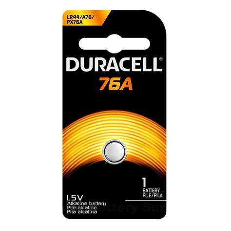 1-Card Duracell PX76A / 76A (AG13, L1154, A76, LR44) Button Battery ...