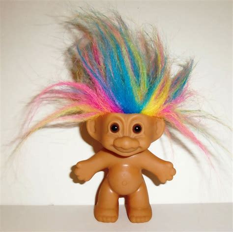 Russ 3" Troll with Rainbow Hair No Clothes Doll Loose Used