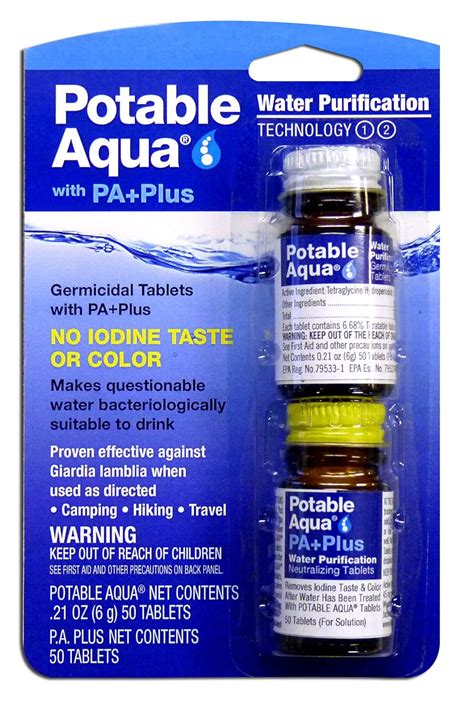 Potable Aqua Water Purification Tablets Bottle Emergency Travel ...