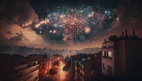 Colorful Fireworks Exploding in the Night Sky Stock Image - Image of ...