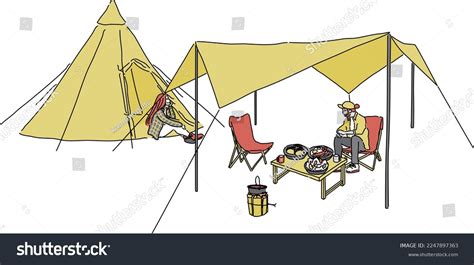 Outdoor Illust Set Camping Autumn Winter Stock Vector (Royalty Free ...