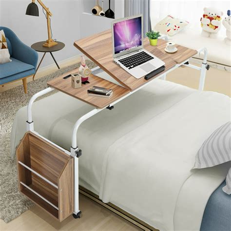 EECOO Adjustable Laptop Cart Mobile Computer Desk, Mobile Overbed Table ...