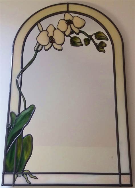 A Bespoke Art Nouveau Tiffany Style Inspired Orchid, Arched Mirror ...