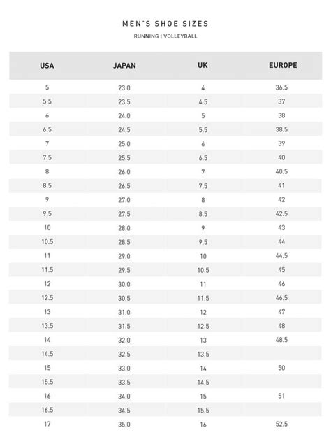 Shoes Size Chart Mens | wordacross.net