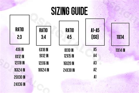 Wall Art Size Guide, Print Size Guide, Wall Art Ratio Guide, Frame Size ...