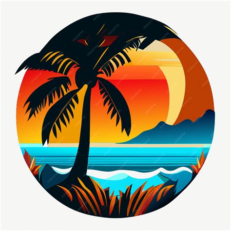 Premium Vector | Ocean palms tree white background tshirt print style ...