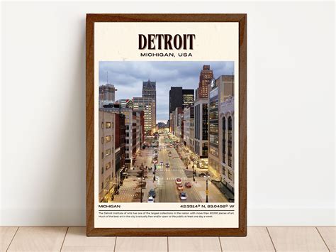 Detroit Vintage Wall Art Detroit Canvas Detroit Framed - Etsy