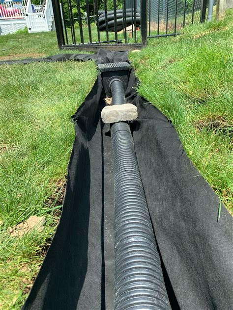 Installation of a french drain and catch basin. Drainage system for ...