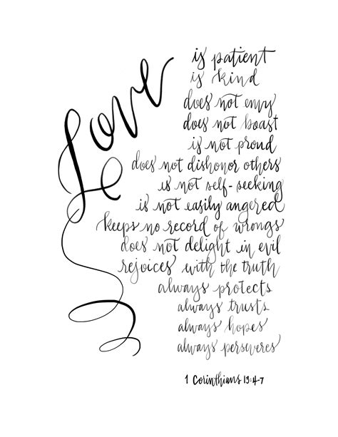 Printable 1 Corinthians 13 Love Scripture Modern Calligraphy