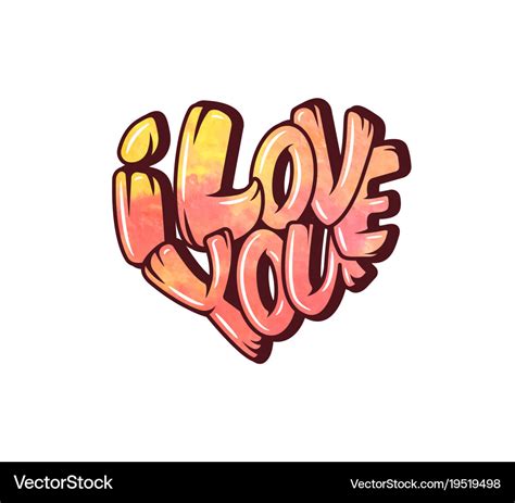 Big heart with lettering - i love you typography Vector Image