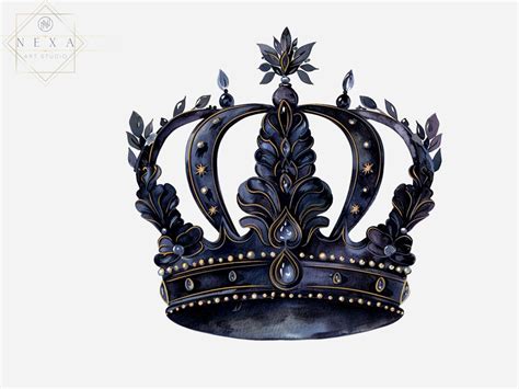 Black Crown Clipart, Crown Clipart, Royal Crown, Mixed Media, Pngs ...