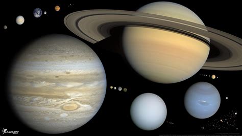 Every round object in the solar system, to scale (widescreen) | The ...