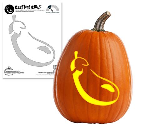 Eggplant Emoji Pumpkin Carving Stencil - Pumpkin HQ