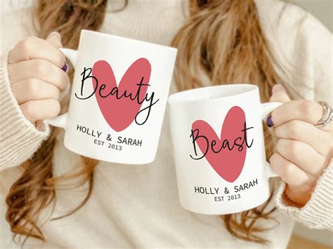 Personalised Beauty & Beast Matching Couples Mugs - Love Unique Personal