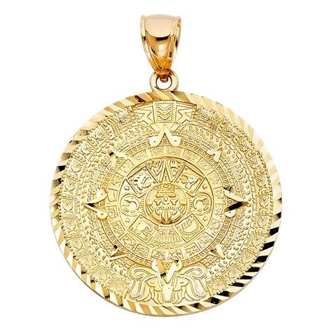 Aztec Calendar Gold Pendant