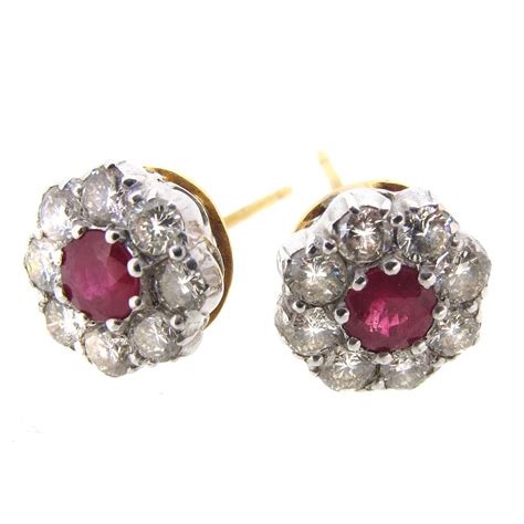 Ruby & Diamond Cluster Earrings | A.R. Ullmann