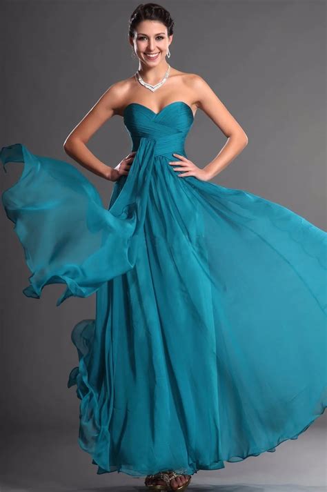 wejanedress Sleeveless Long Turquoise Dress Off The Shoulder Chiffon ...