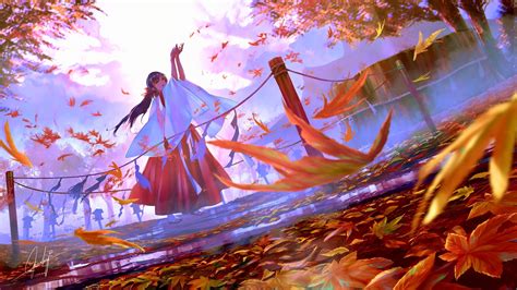 Anime Autumn Leaves Wallpapers - Wallpaper Cave