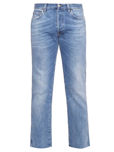 Gucci Frayed Cropped Jeans in Blue for Men - Lyst