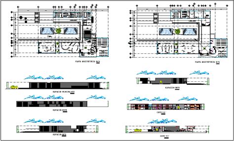 Cultural center plan,elevation and section view dwg file - Cadbull