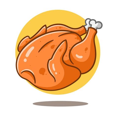 Art Illustration of cute cartoon fried chicken, flat cartoon style ...