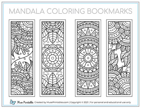 Printable Mandala Coloring Bookmarks