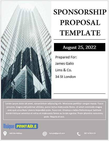 10+ Free Sponsorship Proposal Templates - Free Unique Printable Templates