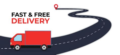 Fast and free delivery with truck on road 14631796 Vector Art at Vecteezy