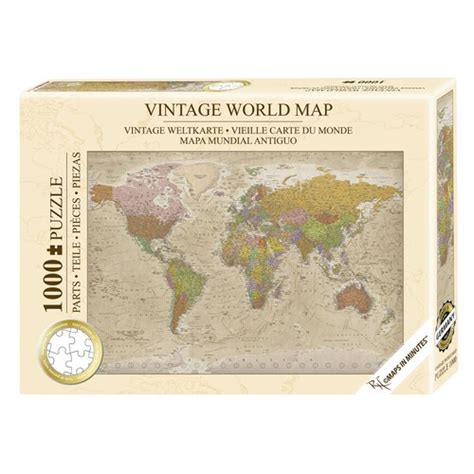 Vintage World Map Puzzle 1000 Pieces MAPS IN MINUTES | Etsy