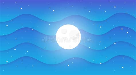 Night Sky Banner. Flyer Template with Moon and Stars. Blue Color. Paper ...