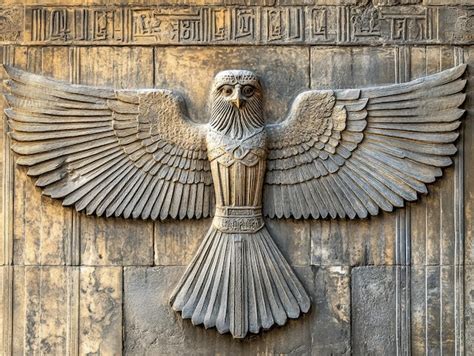 Zoroastrian Symbols Engraved on the Walls of a Temple | Premium AI ...