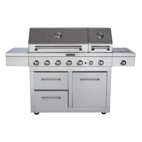 KitchenAid 6-Burner Dual Chamber Propane Gas Grill in Stainless Steel ...