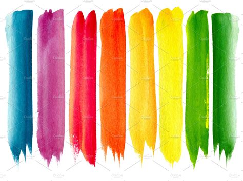 colorful watercolor brush strokes | Stock Photos ~ Creative Market