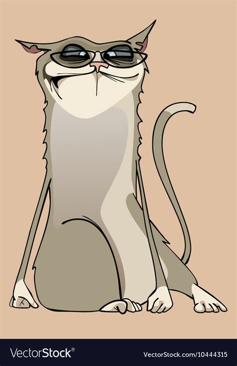 Cartoon unhappy funny cat wearing glasses Vector Image