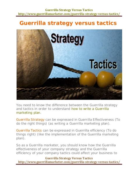 Guerrilla Strategy Versus Tactics!