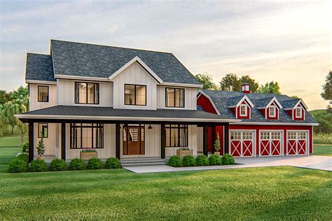 Exclusive Modern Farmhouse Plan with Front-Loading Barn-Style Garage ...