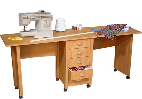 Double Folding Mobile Desk / wheels Sewing Craft Table Sewing Table ...