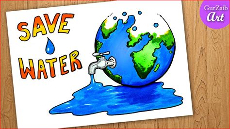 Save Water Earth Day Drawing Save Water Poster Drawing Save Water ...