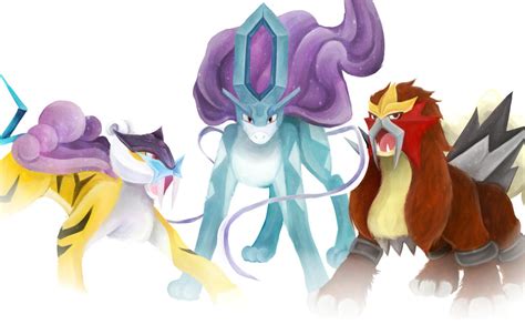 Suicune, Raikou, and Entei by ziryuu on DeviantArt