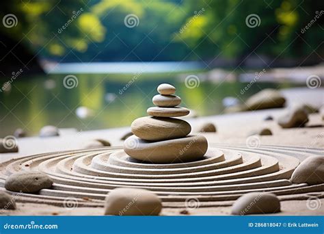 Zen Garden with Rocks and Sand Patterns - Stock Photography Stock ...