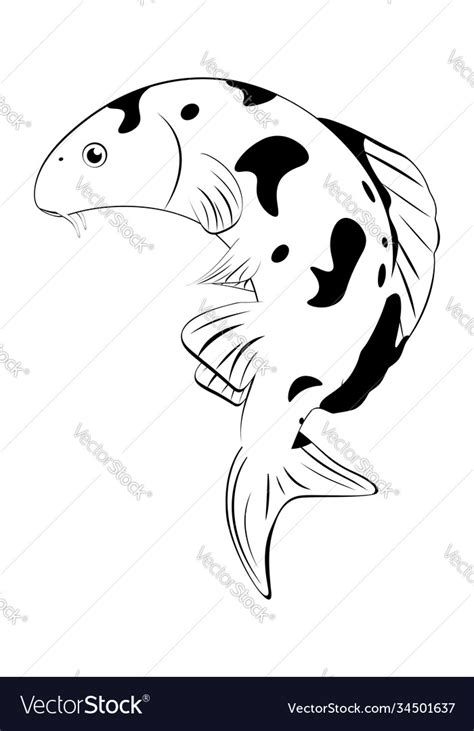 Koi fish in black and white Royalty Free Vector Image