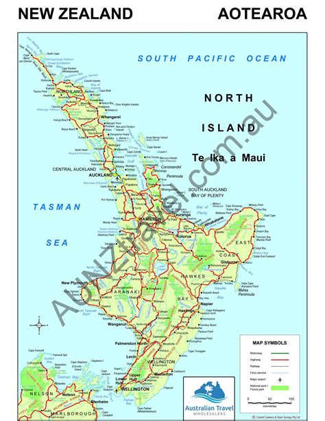 Map Of New Zealand North Island | AUNZTravel