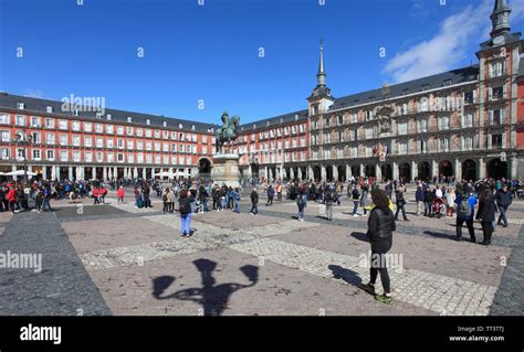 Spain, Madrid, Plaza Mayor, landmark, historic architecture Stock Photo ...