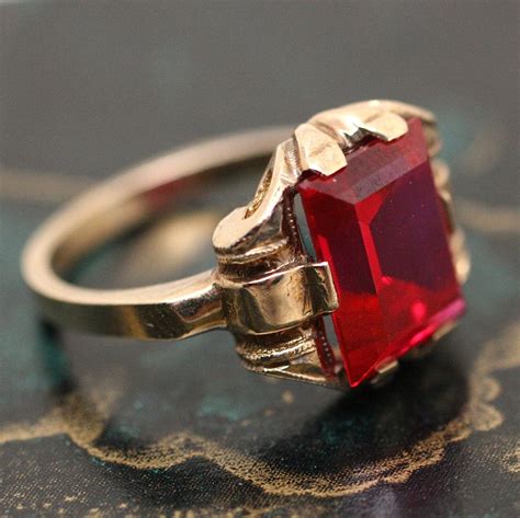 1930's 10K Synthetic Ruby Ring – Pippin Vintage Jewelry