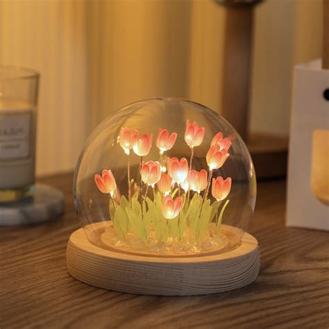 DIY Tiny Tulips in a Glass Dome Lamp | The Other Aesthetic