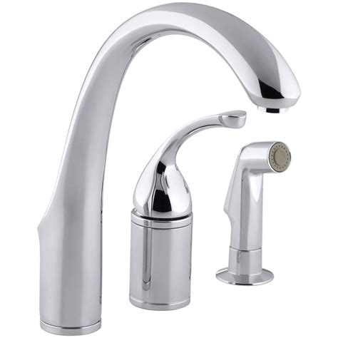 KOHLER Forte Single-Handle Standard Kitchen Faucet with Side Sprayer in ...