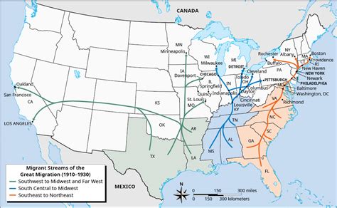 Map: Migrant Streams of the Great Migration, 1910-1930 | Bill of Rights ...