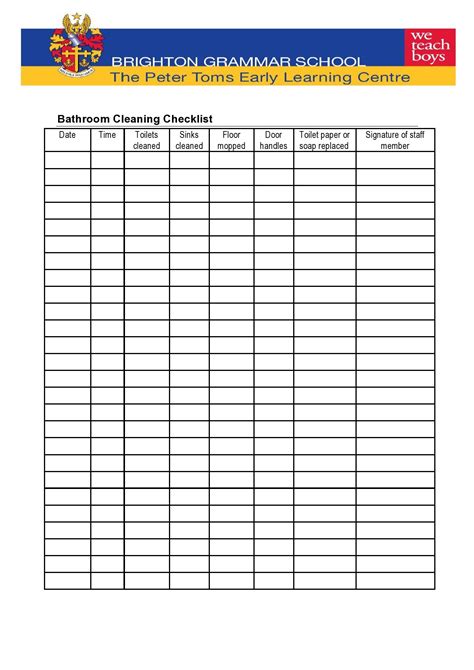 49 Printable Bathroom Cleaning Checklists [Word] ᐅ TemplateLab